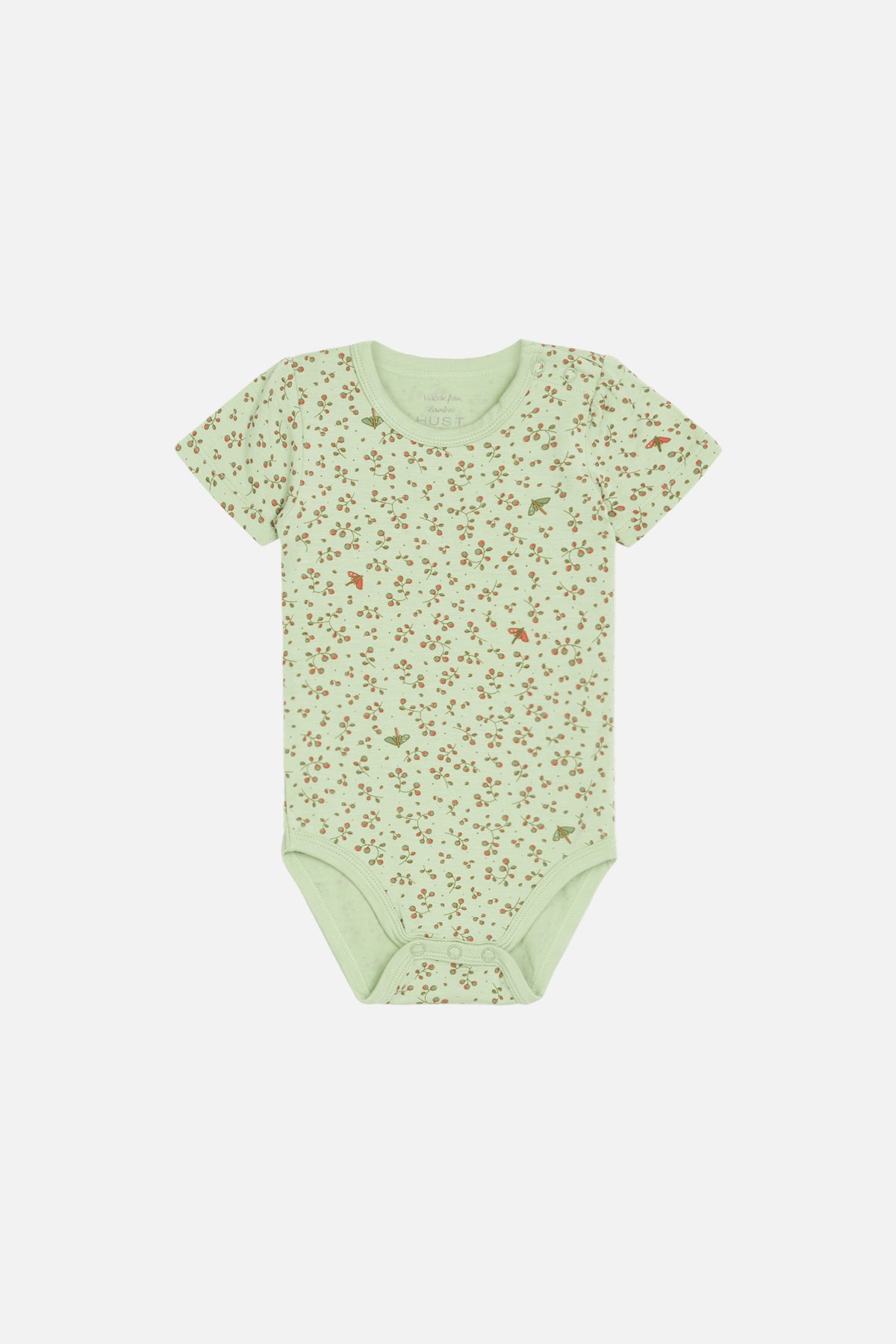 Hust & Claire - Baby Bambusbody kurzarm hellgrün mit Blumen