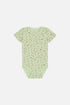 Hust & Claire - Baby Bambusbody kurzarm hellgrün mit Blumen