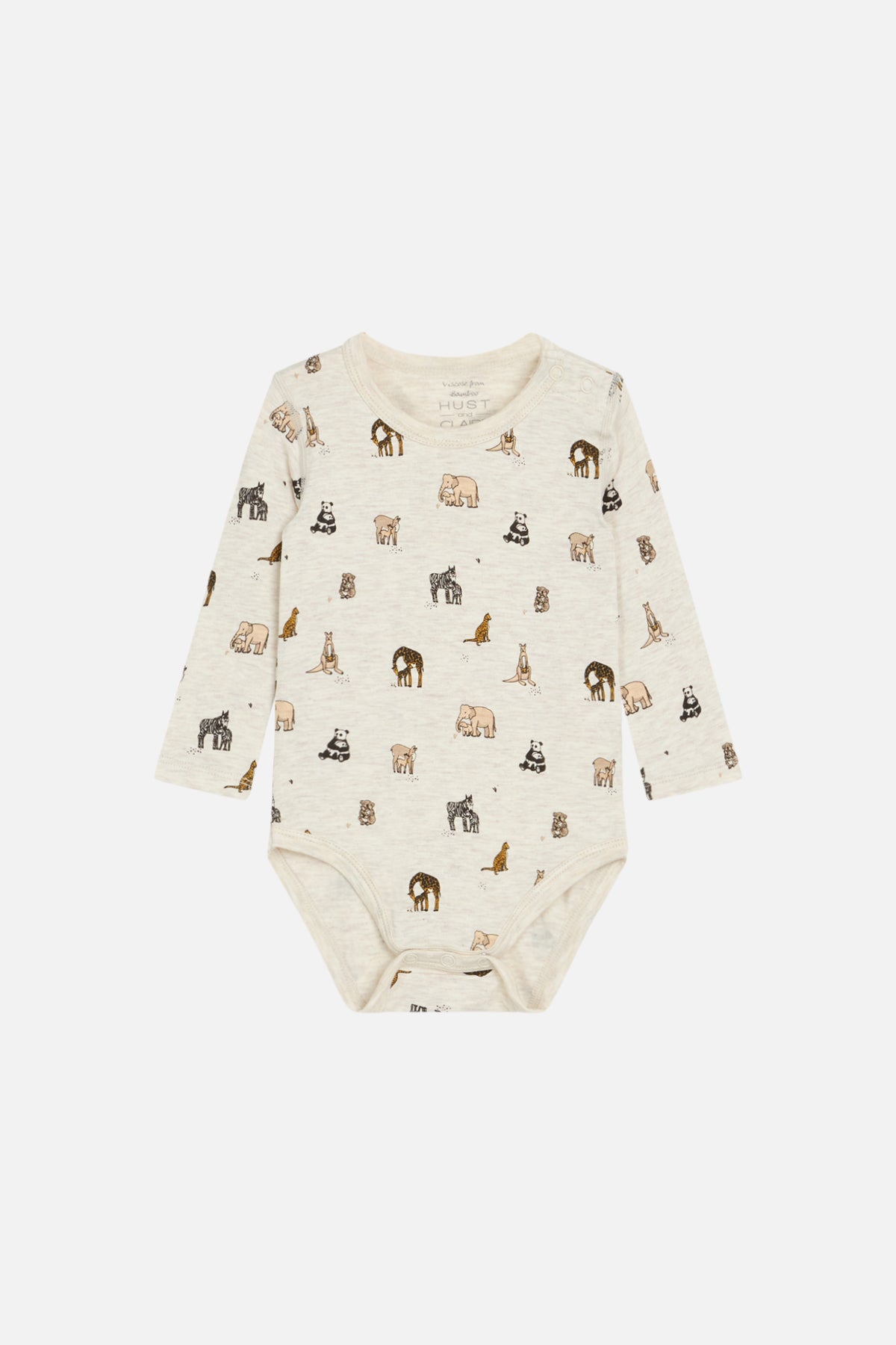 Hust &amp; Claire - Baby Bambusbody Buller langarm natur mit Safariprint