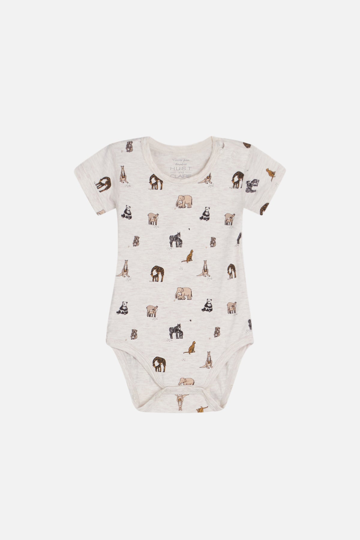 Hust & Claire - Baby Bambusbody kurzarm natur Safari