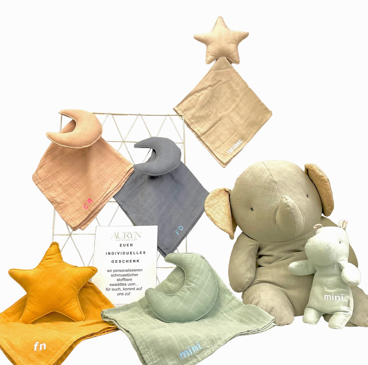 Mushie - Swaddle blush 120cm aus Biobaumwolle, ihr könnt das Swaddle auch personalisieren lassen