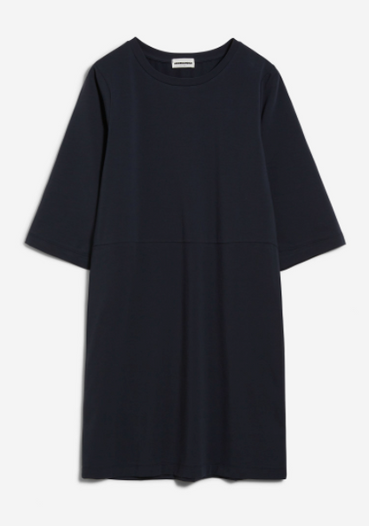 Kleid dunkelblau aus Biobaumwollen dreiviertelarm, fair produziert von Armedangels