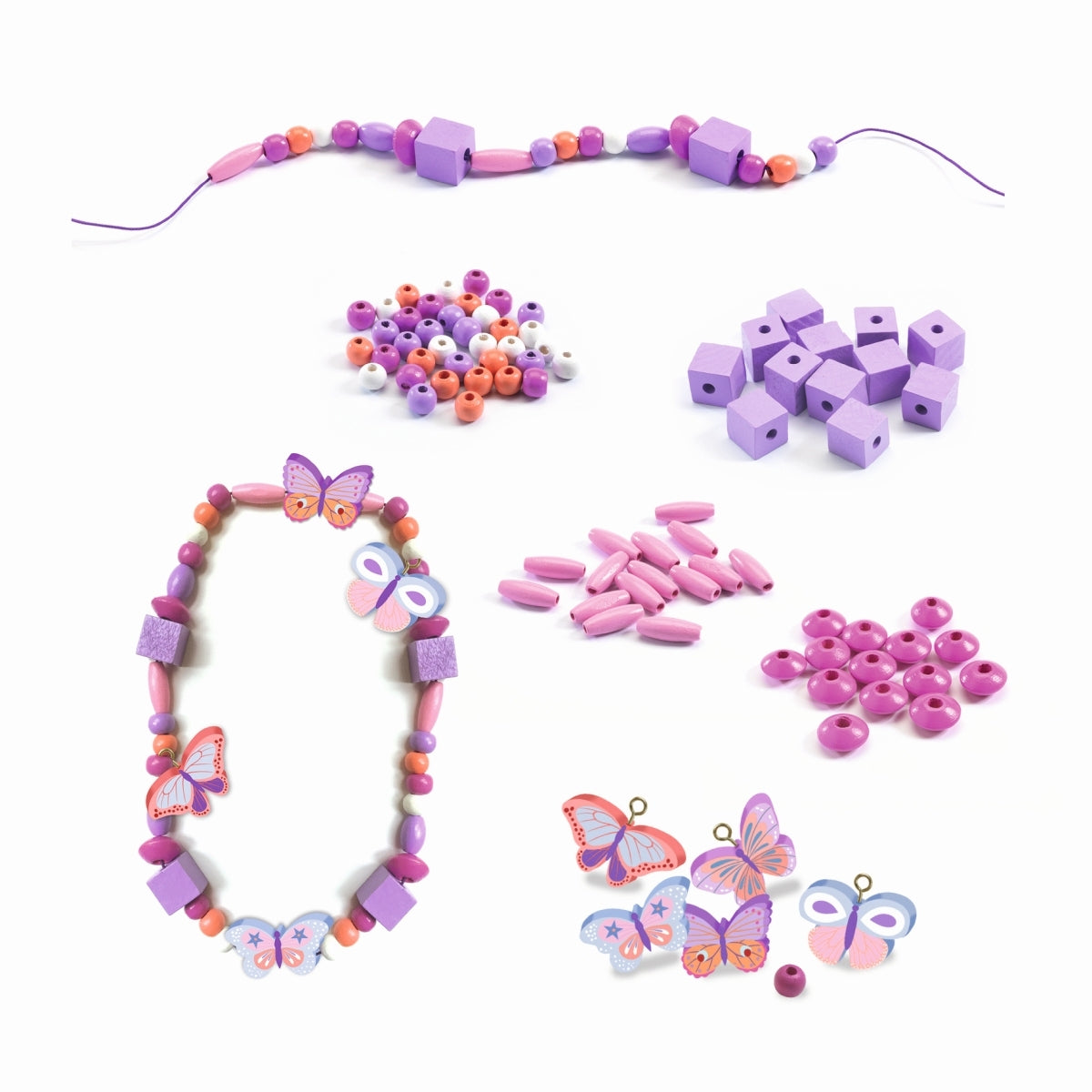 Djeco - Bastelset Holzperlen mit Schmetterlingen - AURYN Shop