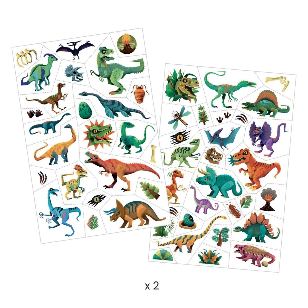 Tattoos Dinosaurier, dermatologisch getestete Kindertattoos mit Dinosauriern, fair produziert von Djeco