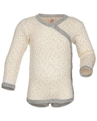 Baby Wickelbody aus 70% kbt Wolle und 30% Seide natur mit Ounkten, fair produziert von Engel Natur