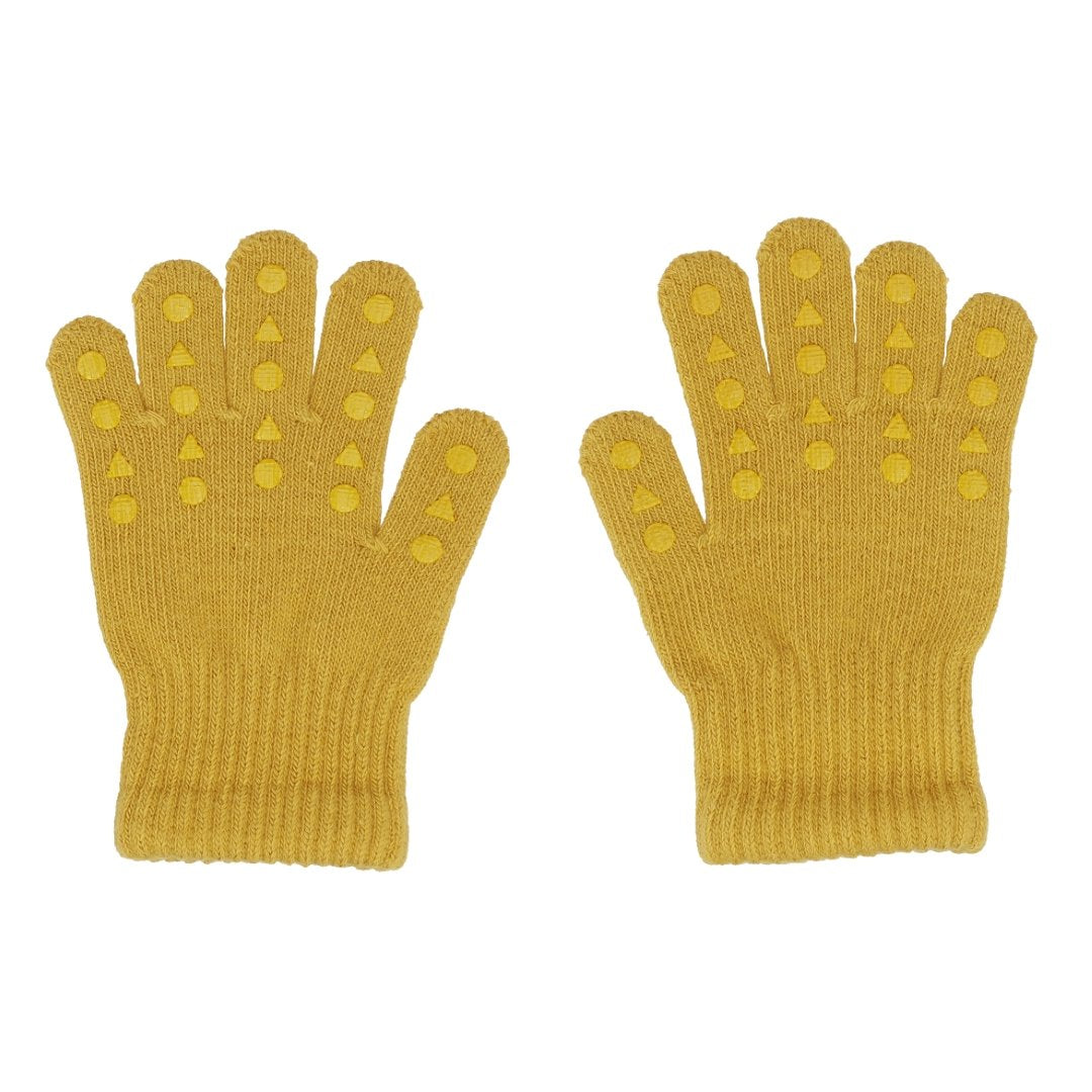 Kinder Fingerhandschuhe curry aus Baumwolle mit Stopper, fair produziert von Go Baby Go