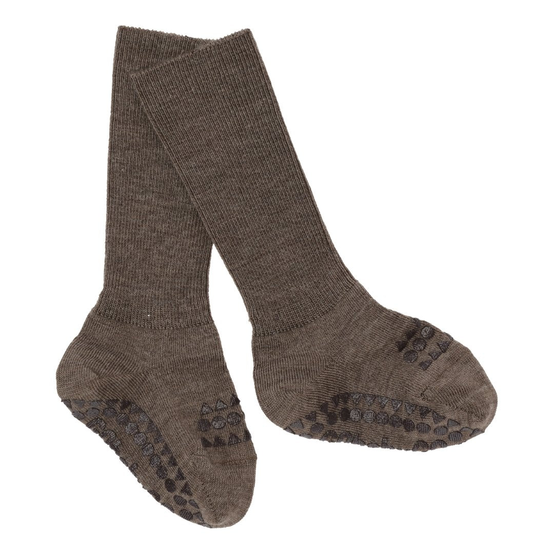 Stoppersocken Wolle braun, produziert in Europa von Go Baby Go