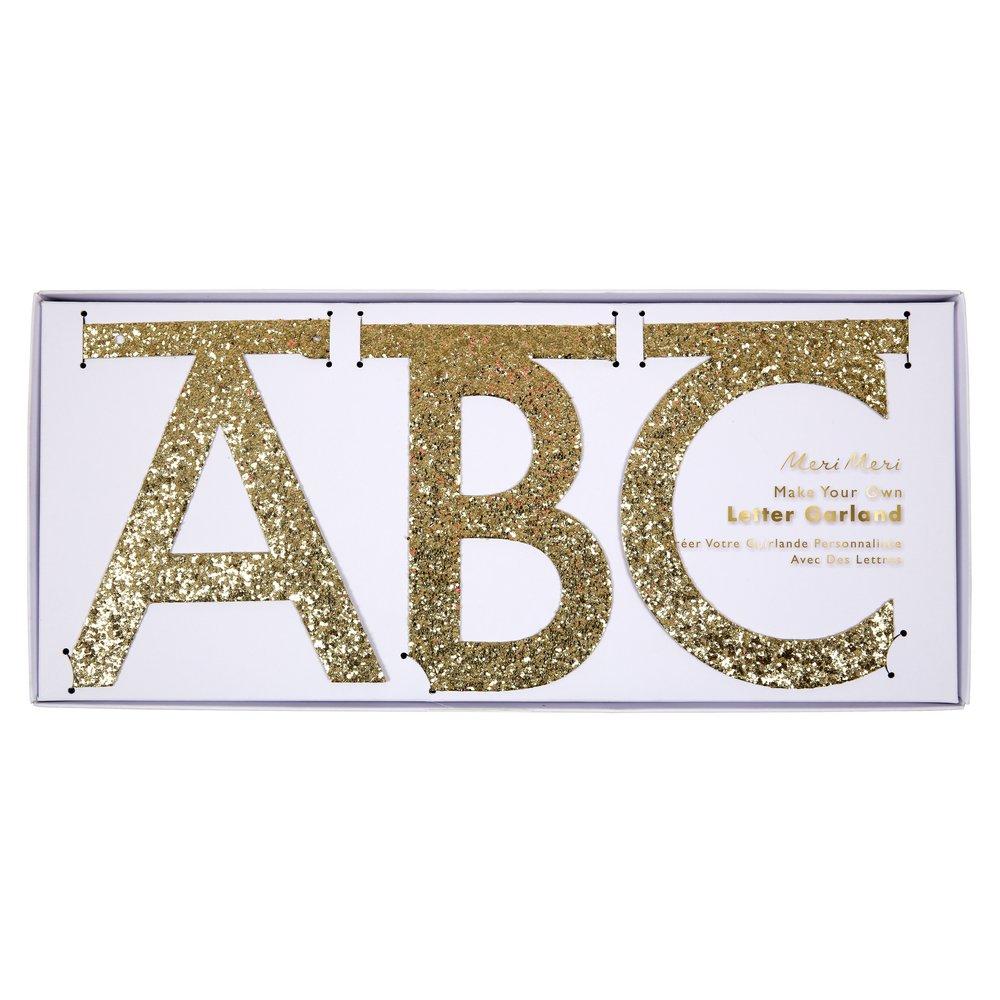 MEri Meri Girlande mit Buchstaben und Zahlen gold Glitzer