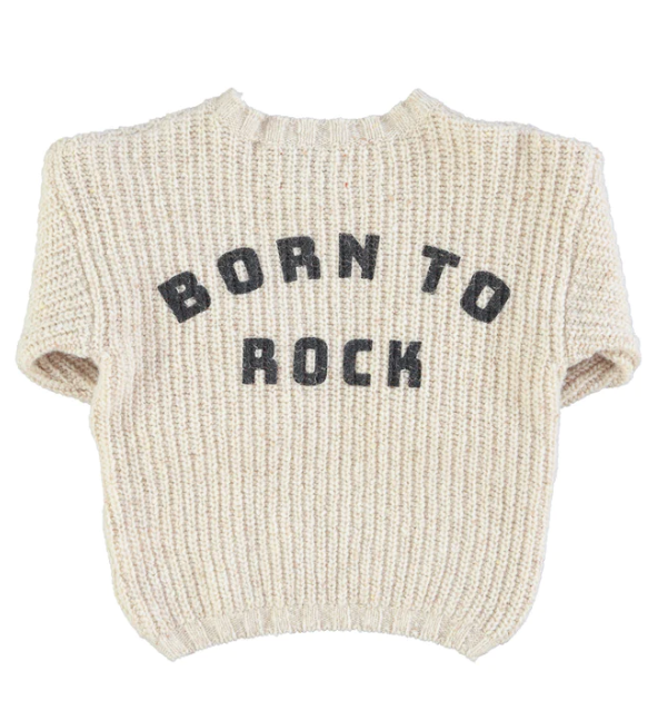 Kinder Sweatshirt ecru born to rock Print aus Baumwolle