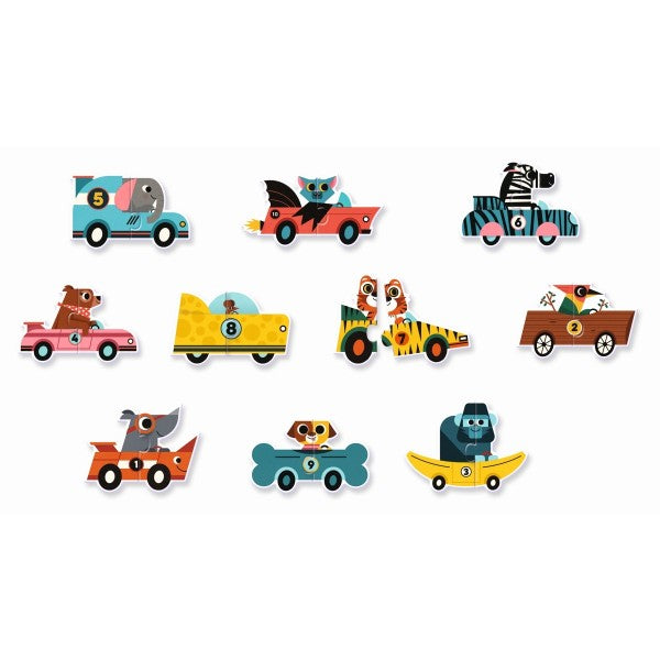 Djeco - Puzzle duo/trio Rennautos - AURYN Shop