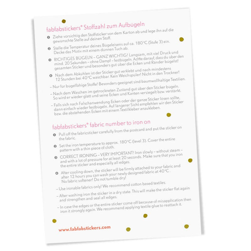 FabFabStickers - Bügelbilder Zahlen gold - AURYN Shop