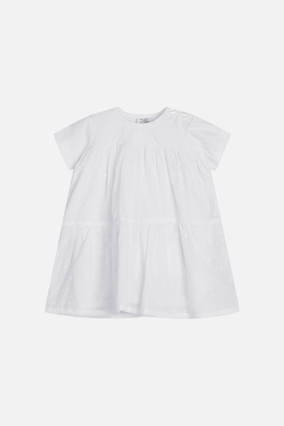 Kurzärmliges Kleid aus gewebter Baumwolle mit Punkten und Unterrock von Hust & Claire