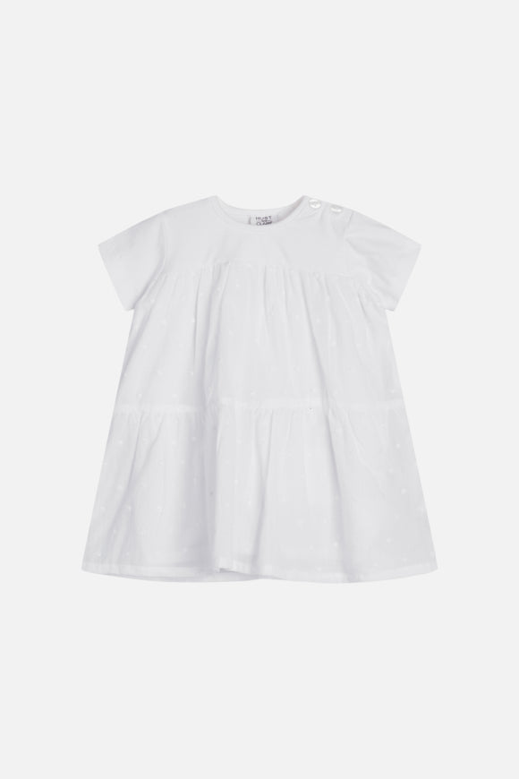 Kurzärmliges Kleid aus gewebter Baumwolle mit Punkten und Unterrock von Hust &amp; Claire 