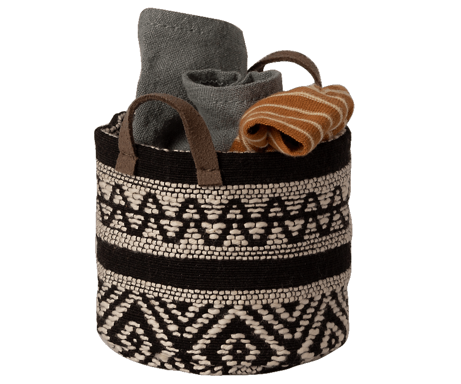 Maileg - Miniatur Korb schwarz/ weiß - AURYN Shop