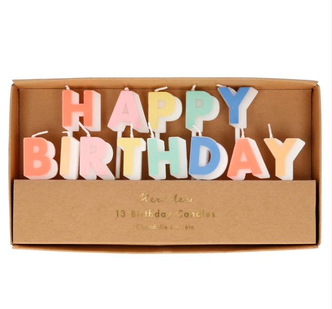 Mit diesen Mini-Kerzen wird aus einer Torte ganz einfach ein Geburtstagsgenuss. Sie buchstabieren die Worte &quot;Happy Birthday&quot; auf farbenfrohe Weise.