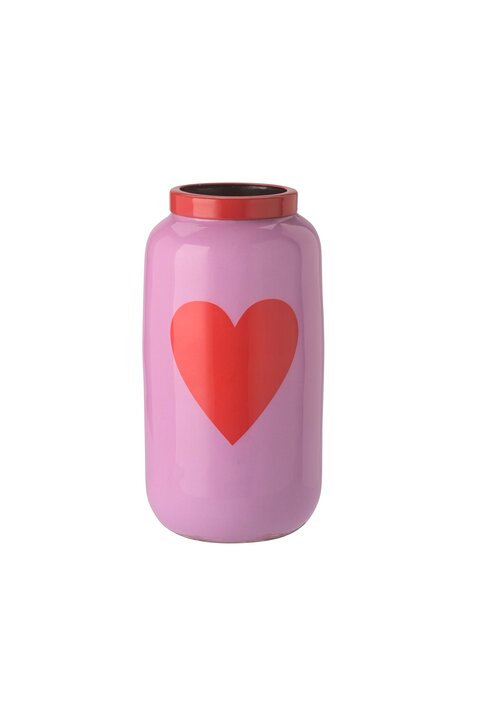 Gift Company - Vase pink mit rotem Herz