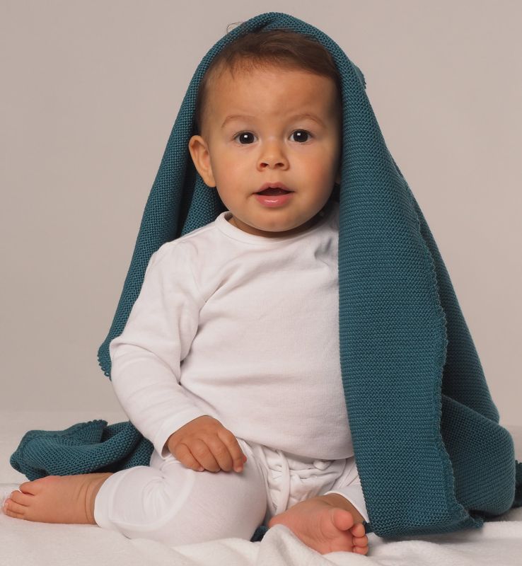 Reiff - Baby-Strickdecke kbTWolle karibik-blau