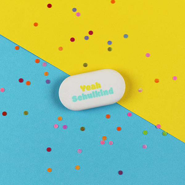 Ava &amp; Yves - Radiergummi oval "Yeah Schulkind", gelb-mint