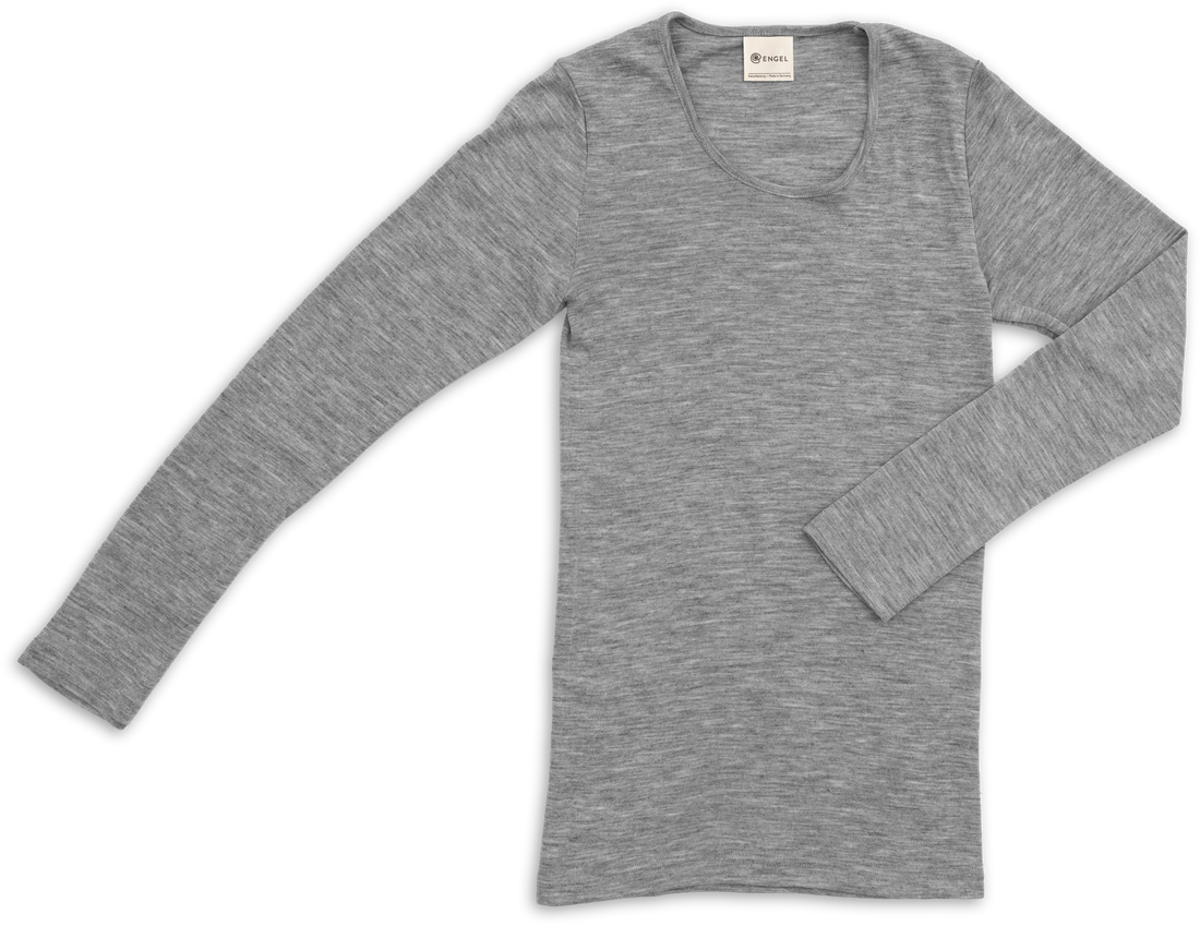 Engel - Damen Langarmshirt Merinoschurwolle grau