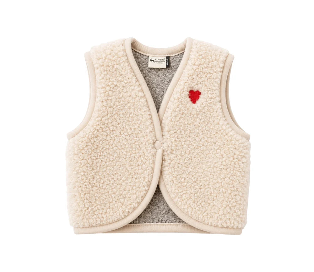 Alwero - Baby Wollweste LULU natur mit Herz