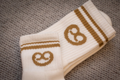 AURYN -  Brezen- Socken weiss/ braun - Partnerlooksocken MINI &amp; ME