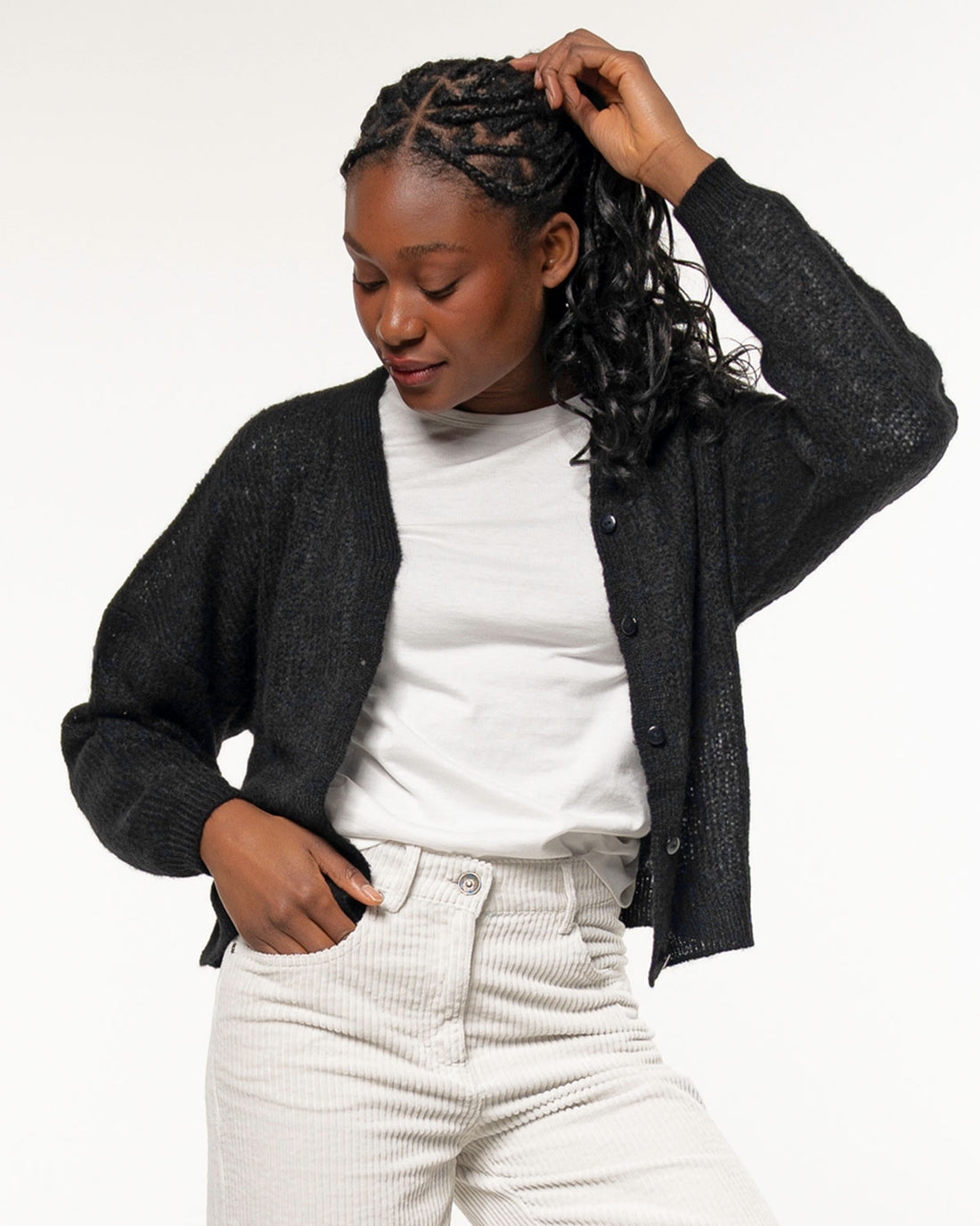 Alma & Lovis - leichte Strickjacke Alpaka schwarz