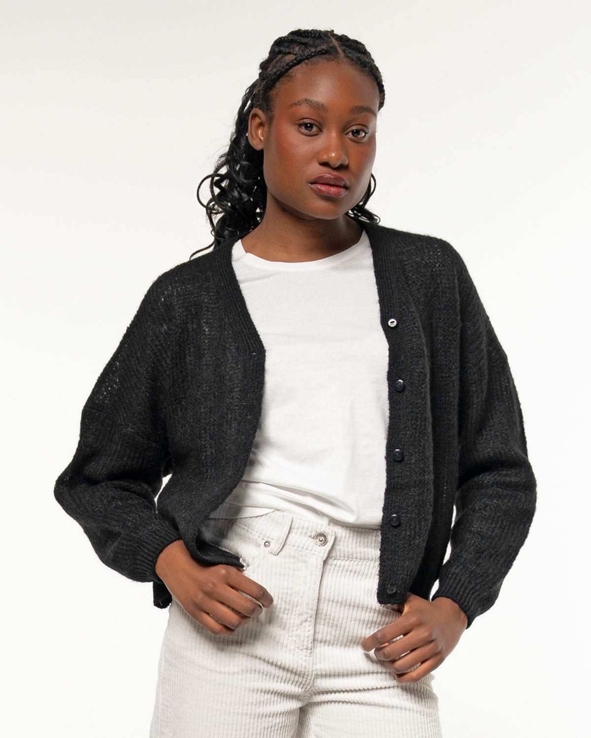 Alma &amp; Lovis - leichte Strickjacke Alpaka schwarz