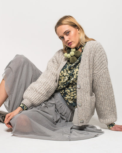 Alma &amp; Lovis - Strickjacke Alpaka/ Baumwolle hellgrau