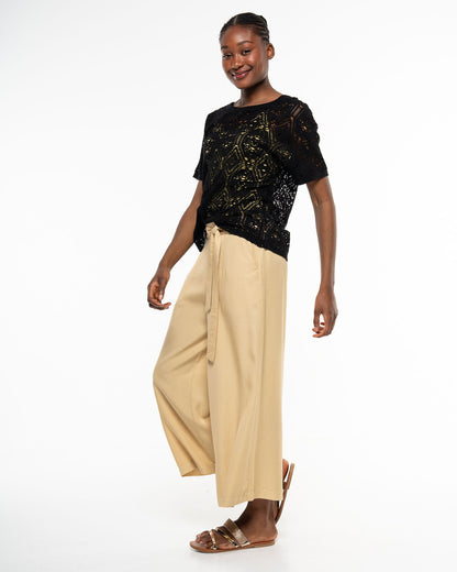 Alma &amp; Lovis - Damen Spitzenshirt aus Bio-Baumwolle schwarz