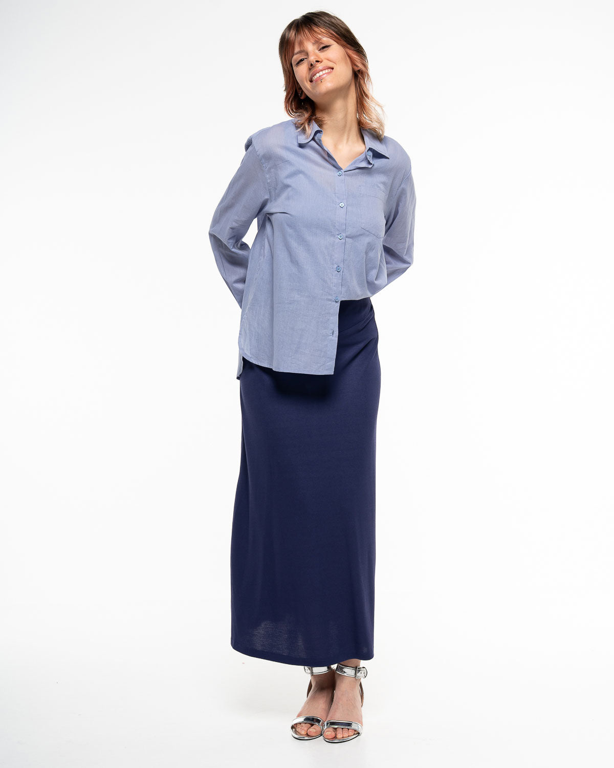 Alma &amp; Lovis - Hemdbluse Bio-Baumwolle blau