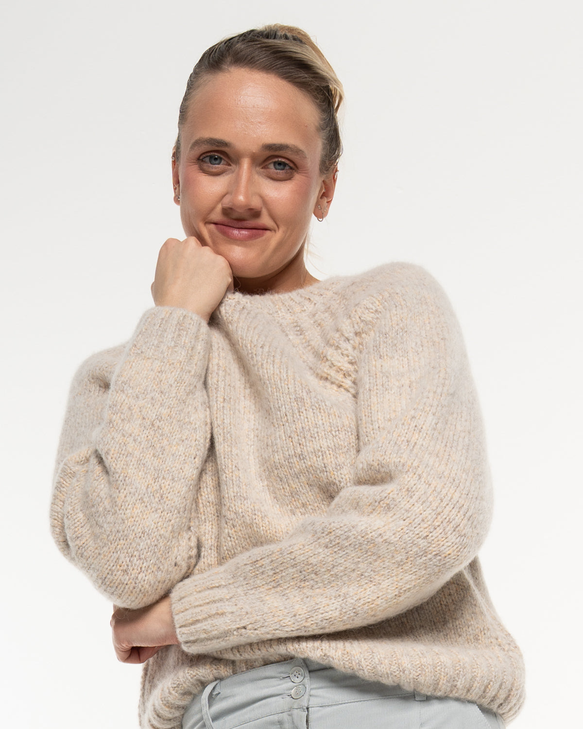 Alma &amp; Lovis - Damen Strickpullover mit Wolle Beige