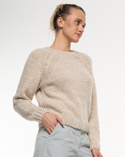Alma &amp; Lovis - Damen Strickpullover mit Wolle Beige