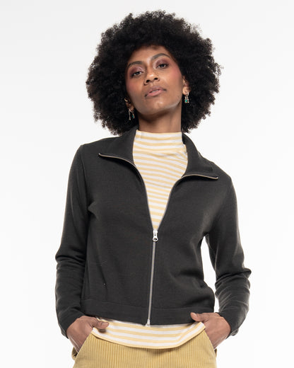 Alma &amp; Lovis - Damen Kurzjacke Wolle und Baumwolle (Bio) Dunkelgrau