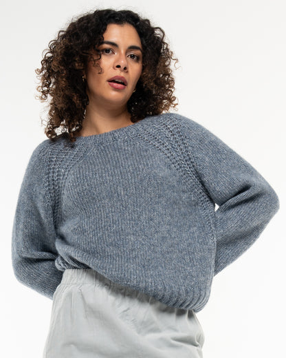 Alma &amp; Lovis - Damen Strickpullover mit Wolle Blau