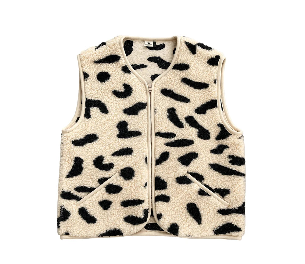 Alwero - Kuschelige Damen Wollweste POS Gepard