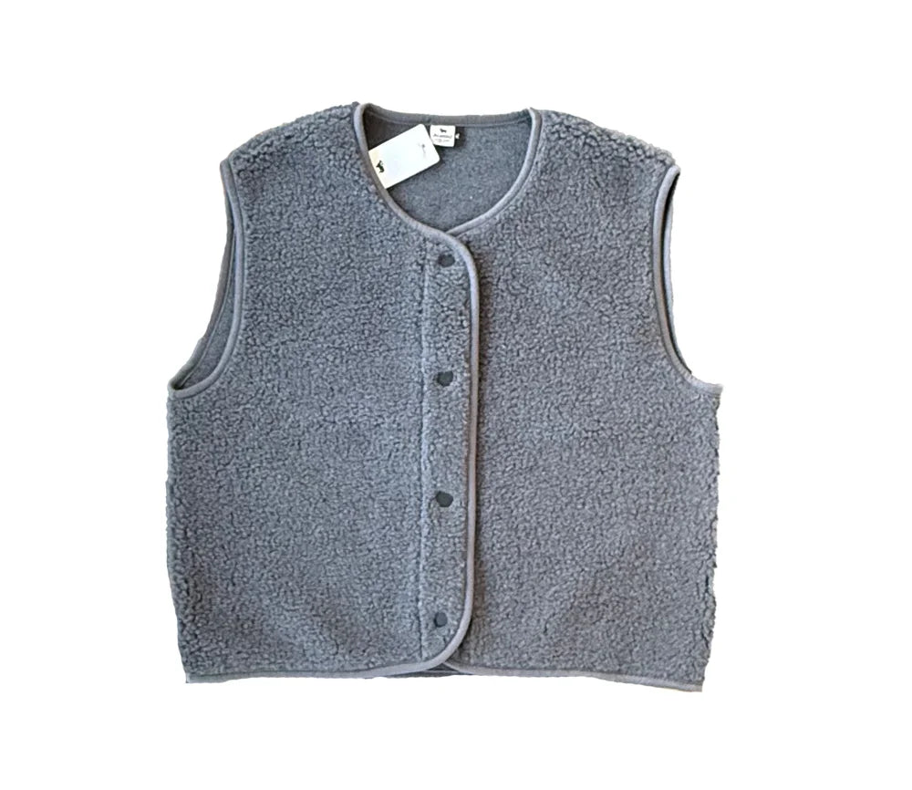 Alwero - Damen Wollweste TYP grau mit Knöpfen