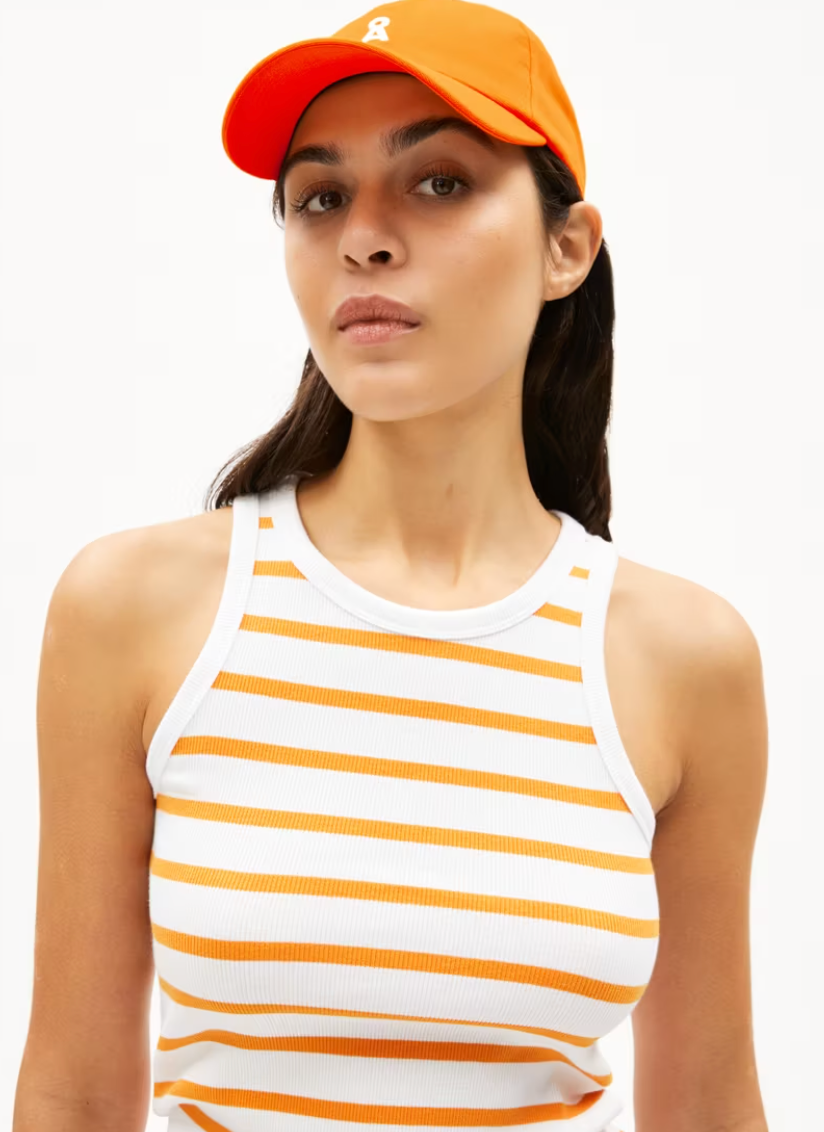 Armedangels - Top Kanitaa weiss-orange gestreift