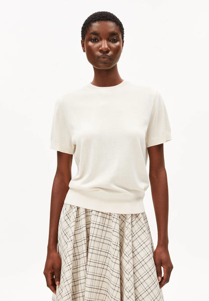 Armedangels - Damen kurzärmliger Feinstrickpullover weiß