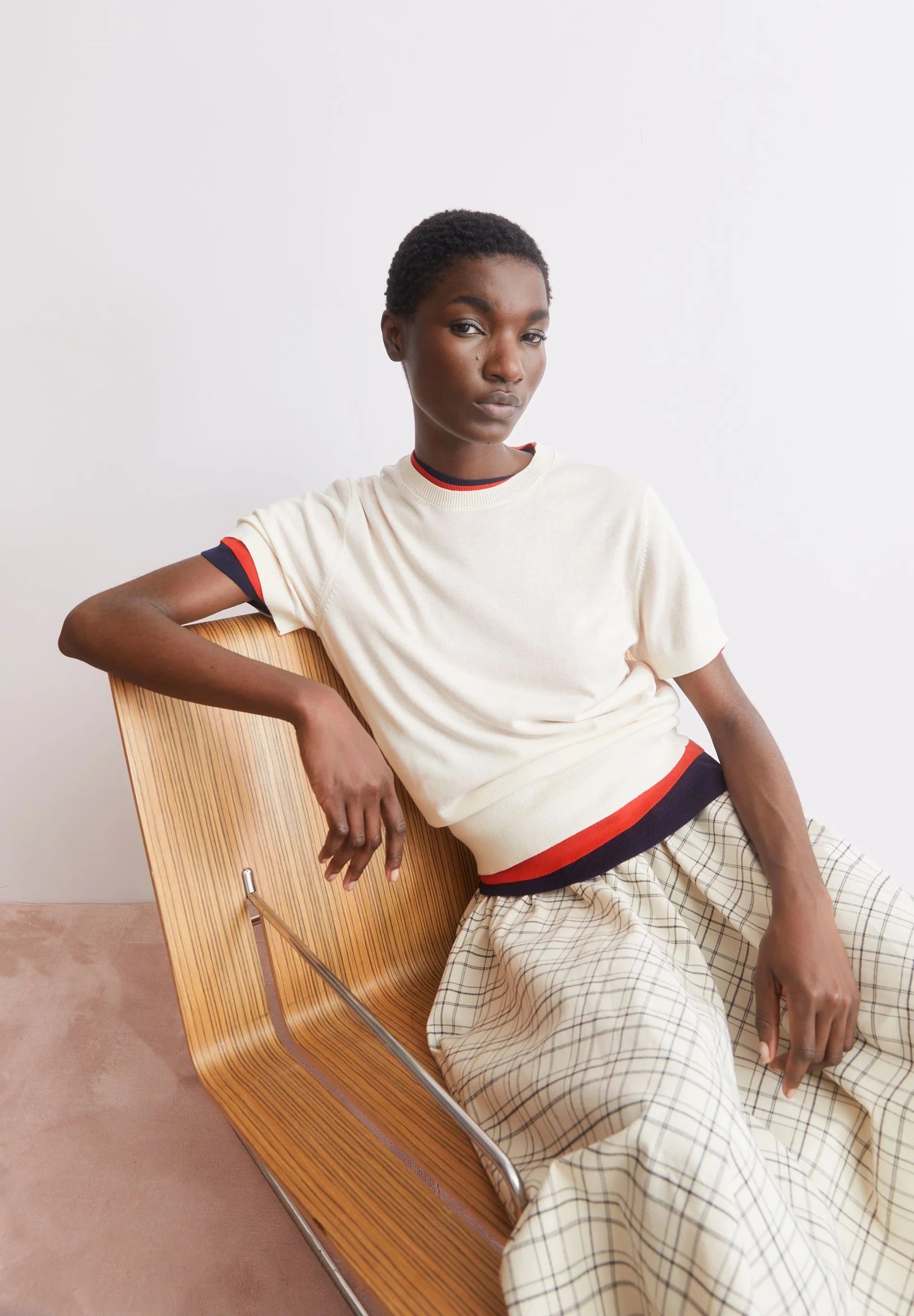 Armedangels - Damen kurzärmliger Feinstrickpullover weiß