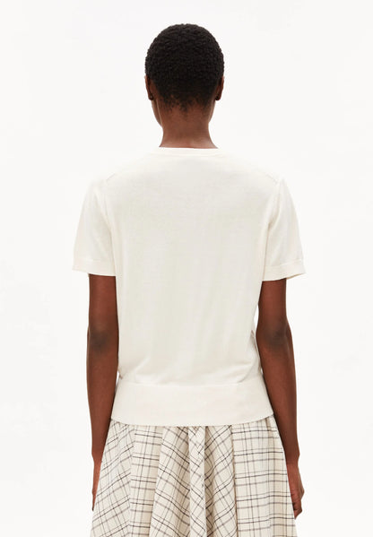 Armedangels - Damen kurzärmliger Feinstrickpullover weiß