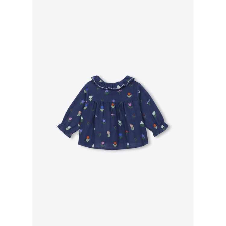 Arsène et les Pipelettes - Baby Bluse Blumenprint blau Baumwolle (Bio)