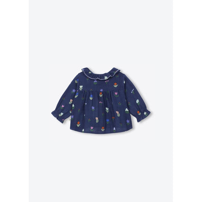 Arsène et les Pipelettes - Baby Bluse Blumenprint blau Baumwolle (Bio)
