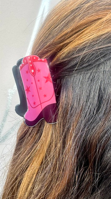 Auryn-Western-Cowboystiefel-Haarklammer-pink