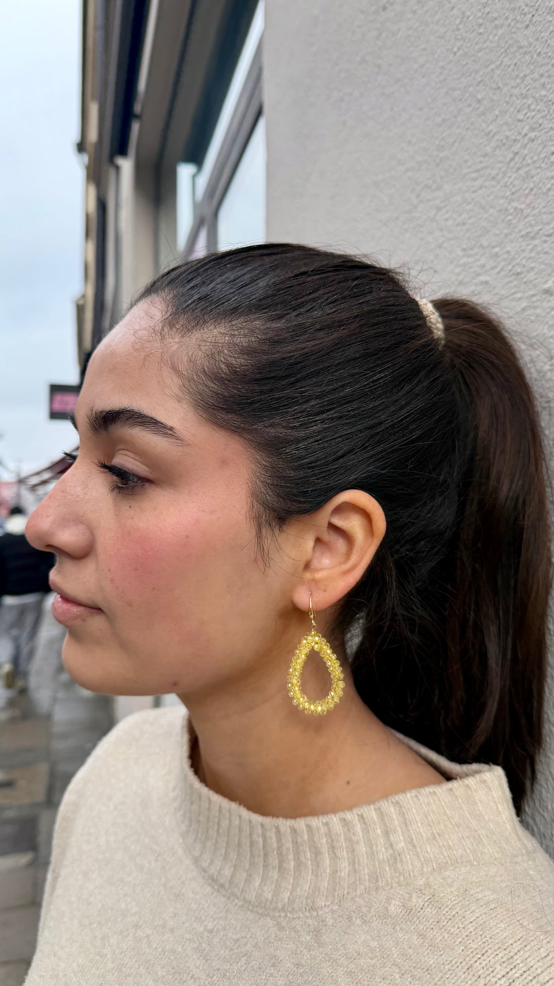 AURYN - gelb/ gold handgefertigte Ohrringe oval