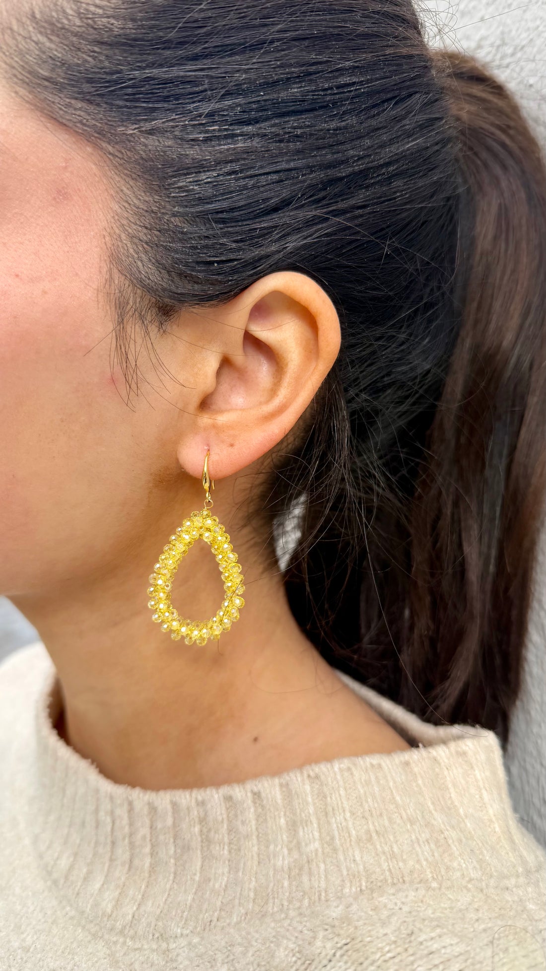 AURYN - gelb/ gold handgefertigte Ohrringe oval