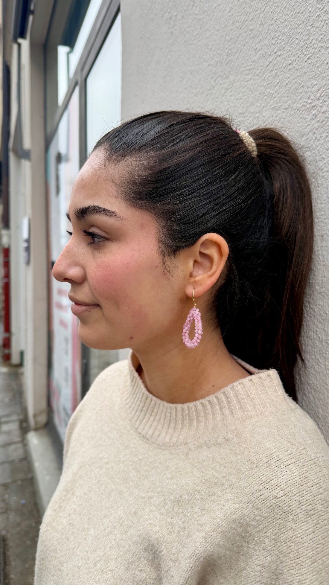 AURYN - pink/ gold handgefertigte Ohrringe oval