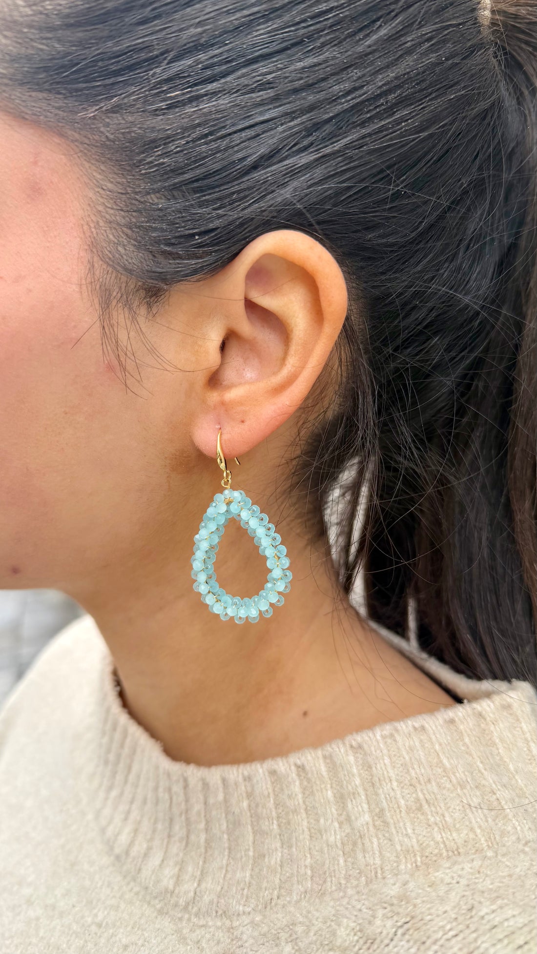 AURYN - türkis/ gold handgefertigte Ohrringe oval