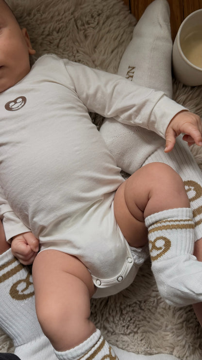 AURYN -  Brezen- Socken weiss/ braun - Partnerlooksocken MINI &amp; ME