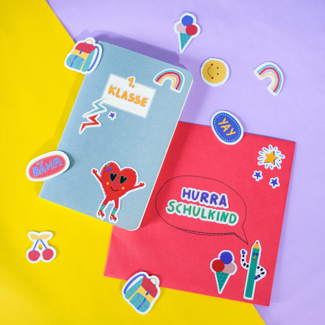 Ava &amp; Yves - Klebe-Sticker Einschulung Sunny and Friends