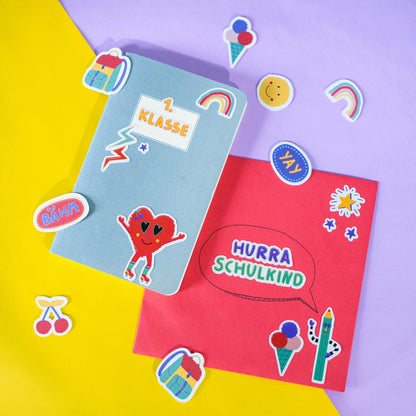 Ava &amp; Yves - Klebe-Sticker Einschulung Sunny and Friends